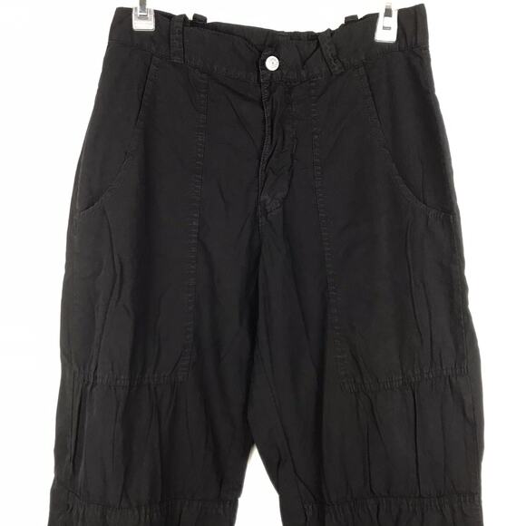 XCVI Black Utility Pants High Rise Straight Leg Pockets Cotton Women's Large - Picture 2 of 10
